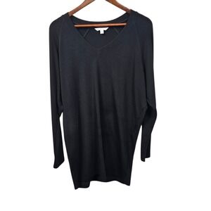Cabi V-Neck Long Sleeve Top Womens Medium Black Excellent Raglan Tunic